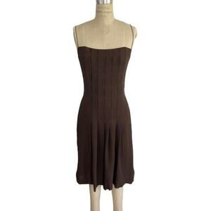 Dice Kayek Dress Size‎ M Brown Thin Straps Made in France